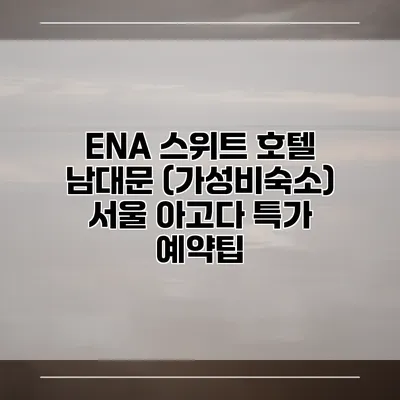 ENA 스위트 호텔 남대문 (가성비숙소) 서울 아고다 특가 예약팁
