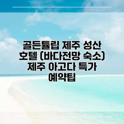 골든튤립 제주 성산 호텔 (바다전망 숙소) 제주 아고다 특가 예약팁