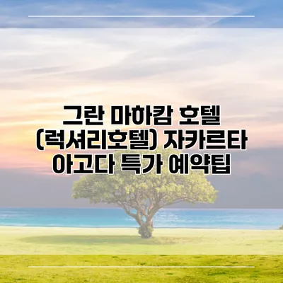 그란 마하캄 호텔 (럭셔리호텔) 자카르타 아고다 특가 예약팁