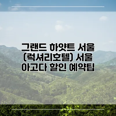 그랜드 하얏트 서울 (럭셔리호텔) 서울 아고다 할인 예약팁