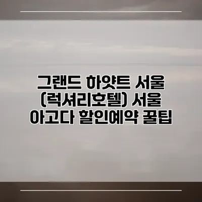 그랜드 하얏트 서울 (럭셔리호텔) 서울 아고다 할인예약 꿀팁