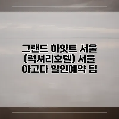 그랜드 하얏트 서울 (럭셔리호텔) 서울 아고다 할인예약 팁