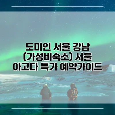 도미인 서울 강남 (가성비숙소) 서울 아고다 특가 예약가이드