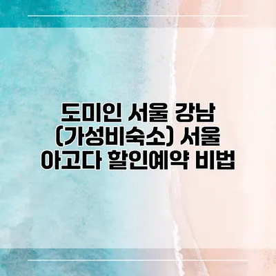 도미인 서울 강남 (가성비숙소) 서울 아고다 할인예약 비법