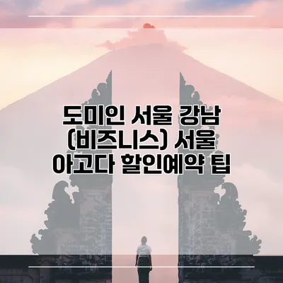 도미인 서울 강남 (비즈니스) 서울 아고다 할인예약 팁