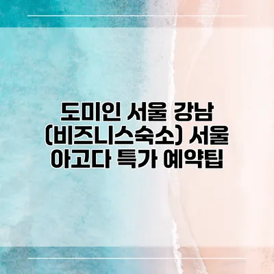 도미인 서울 강남 (비즈니스숙소) 서울 아고다 특가 예약팁