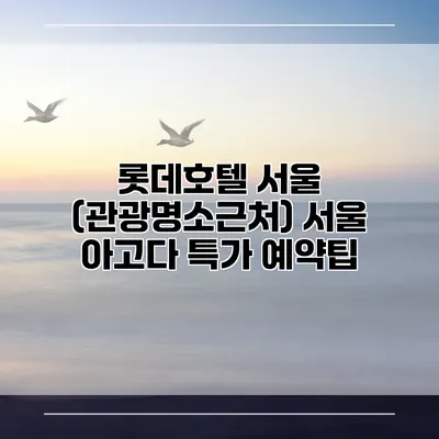 롯데호텔 서울 (관광명소근처) 서울 아고다 특가 예약팁