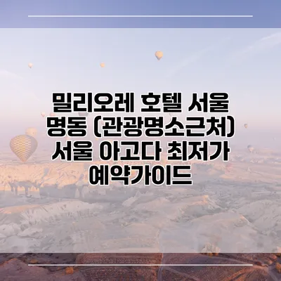 밀리오레 호텔 서울 명동 (관광명소근처) 서울 아고다 최저가 예약가이드