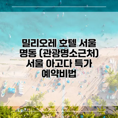 밀리오레 호텔 서울 명동 (관광명소근처) 서울 아고다 특가 예약비법