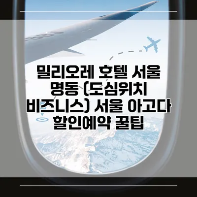 밀리오레 호텔 서울 명동 (도심위치 비즈니스) 서울 아고다 할인예약 꿀팁