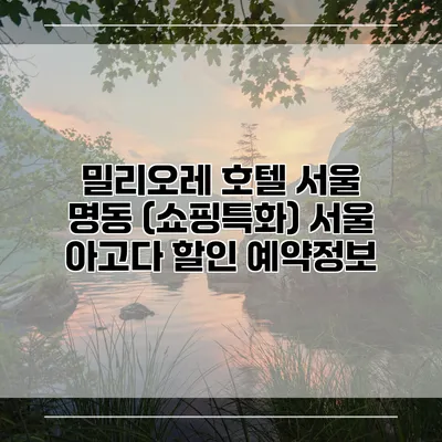 밀리오레 호텔 서울 명동 (쇼핑특화) 서울 아고다 할인 예약정보