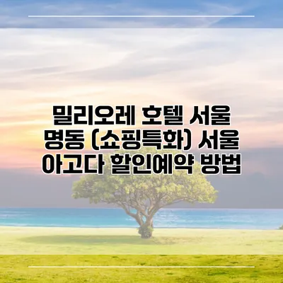 밀리오레 호텔 서울 명동 (쇼핑특화) 서울 아고다 할인예약 방법