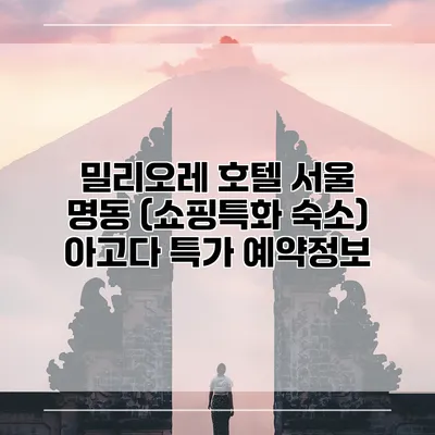 밀리오레 호텔 서울 명동 (쇼핑특화 숙소) 아고다 특가 예약정보