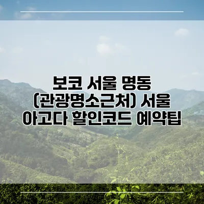 보코 서울 명동 (관광명소근처) 서울 아고다 할인코드 예약팁