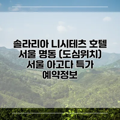 솔라리아 니시테츠 호텔 서울 명동 (도심위치) 서울 아고다 특가 예약정보