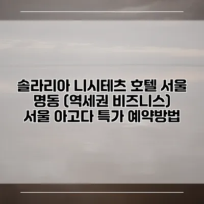 솔라리아 니시테츠 호텔 서울 명동 (역세권 비즈니스) 서울 아고다 특가 예약방법