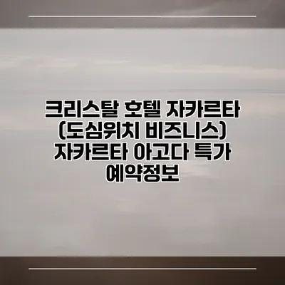 크리스탈 호텔 자카르타 (도심위치 비즈니스) 자카르타 아고다 특가 예약정보