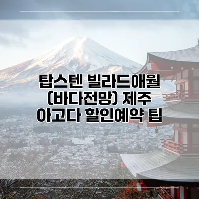 탑스텐 빌라드애월 (바다전망) 제주 아고다 할인예약 팁