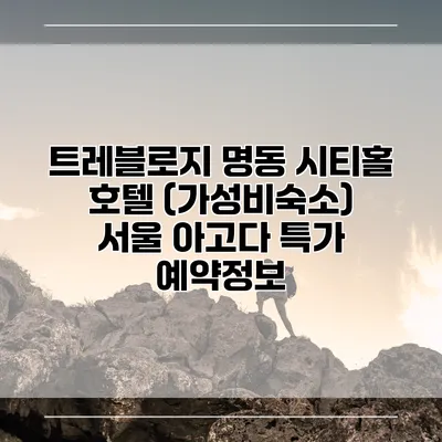 트레블로지 명동 시티홀 호텔 (가성비숙소) 서울 아고다 특가 예약정보