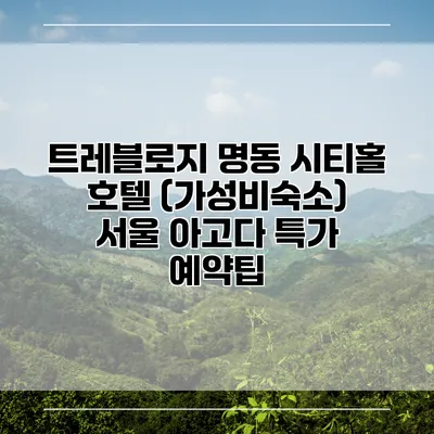 트레블로지 명동 시티홀 호텔 (가성비숙소) 서울 아고다 특가 예약팁