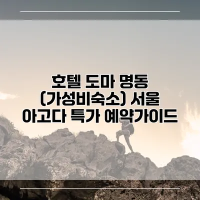 호텔 도마 명동 (가성비숙소) 서울 아고다 특가 예약가이드