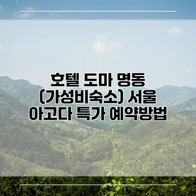 호텔 도마 명동 (가성비숙소) 서울 아고다 특가 예약방법
