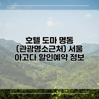호텔 도마 명동 (관광명소근처) 서울 아고다 할인예약 정보