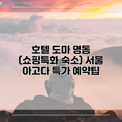 호텔 도마 명동 (쇼핑특화 숙소) 서울 아고다 특가 예약팁