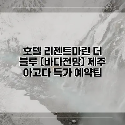 호텔 리젠트마린 더 블루 (바다전망) 제주 아고다 특가 예약팁