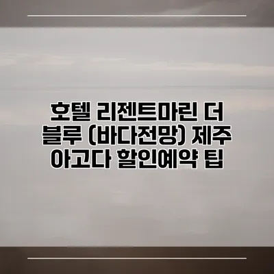 호텔 리젠트마린 더 블루 (바다전망) 제주 아고다 할인예약 팁