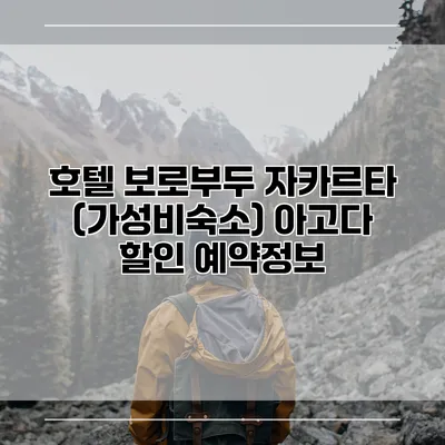 호텔 보로부두 자카르타 (가성비숙소) 아고다 할인 예약정보