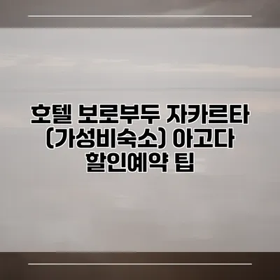 호텔 보로부두 자카르타 (가성비숙소) 아고다 할인예약 팁