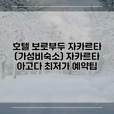 호텔 보로부두 자카르타 (가성비숙소) 자카르타 아고다 최저가 예약팁