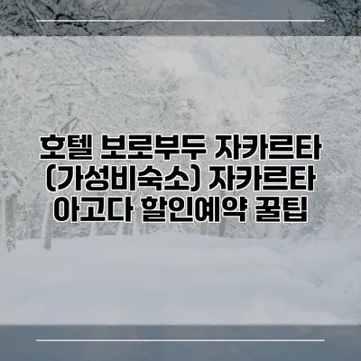 호텔 보로부두 자카르타 (가성비숙소) 자카르타 아고다 할인예약 꿀팁