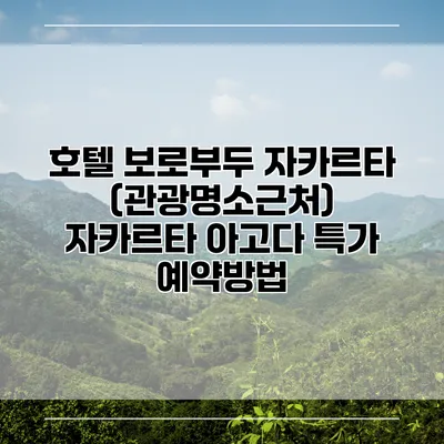 호텔 보로부두 자카르타 (관광명소근처) 자카르타 아고다 특가 예약방법