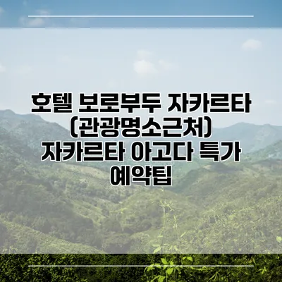 호텔 보로부두 자카르타 (관광명소근처) 자카르타 아고다 특가 예약팁