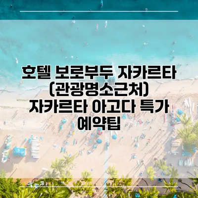 호텔 보로부두 자카르타 (관광명소근처) 자카르타 아고다 특가 예약팁