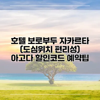 호텔 보로부두 자카르타 (도심위치 편리성) 아고다 할인코드 예약팁