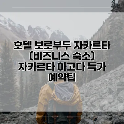 호텔 보로부두 자카르타 (비즈니스 숙소) 자카르타 아고다 특가 예약팁