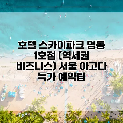 호텔 스카이파크 명동 1호점 (역세권 비즈니스) 서울 아고다 특가 예약팁