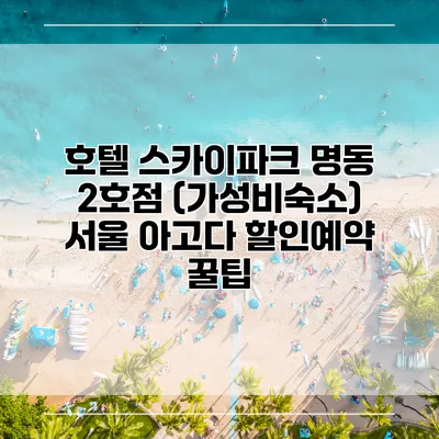 호텔 스카이파크 명동 2호점 (가성비숙소) 서울 아고다 할인예약 꿀팁