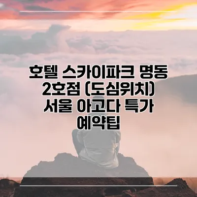 호텔 스카이파크 명동 2호점 (도심위치) 서울 아고다 특가 예약팁