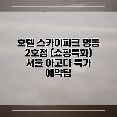 호텔 스카이파크 명동 2호점 (쇼핑특화) 서울 아고다 특가 예약팁