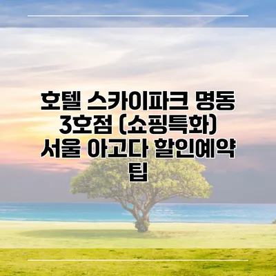 호텔 스카이파크 명동 3호점 (쇼핑특화) 서울 아고다 할인예약 팁