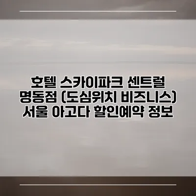 호텔 스카이파크 센트럴 명동점 (도심위치 비즈니스) 서울 아고다 할인예약 정보