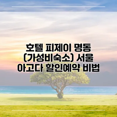 호텔 피제이 명동 (가성비숙소) 서울 아고다 할인예약 비법