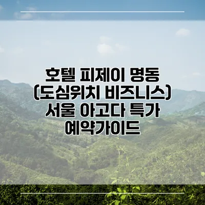 호텔 피제이 명동 (도심위치 비즈니스) 서울 아고다 특가 예약가이드