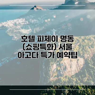 호텔 피제이 명동 (쇼핑특화) 서울 아고다 특가 예약팁